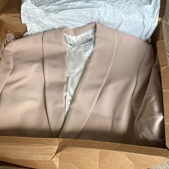 COPY - Brand new and never ever worn Beige Pink Zara Straight Cut Feather Blaze…